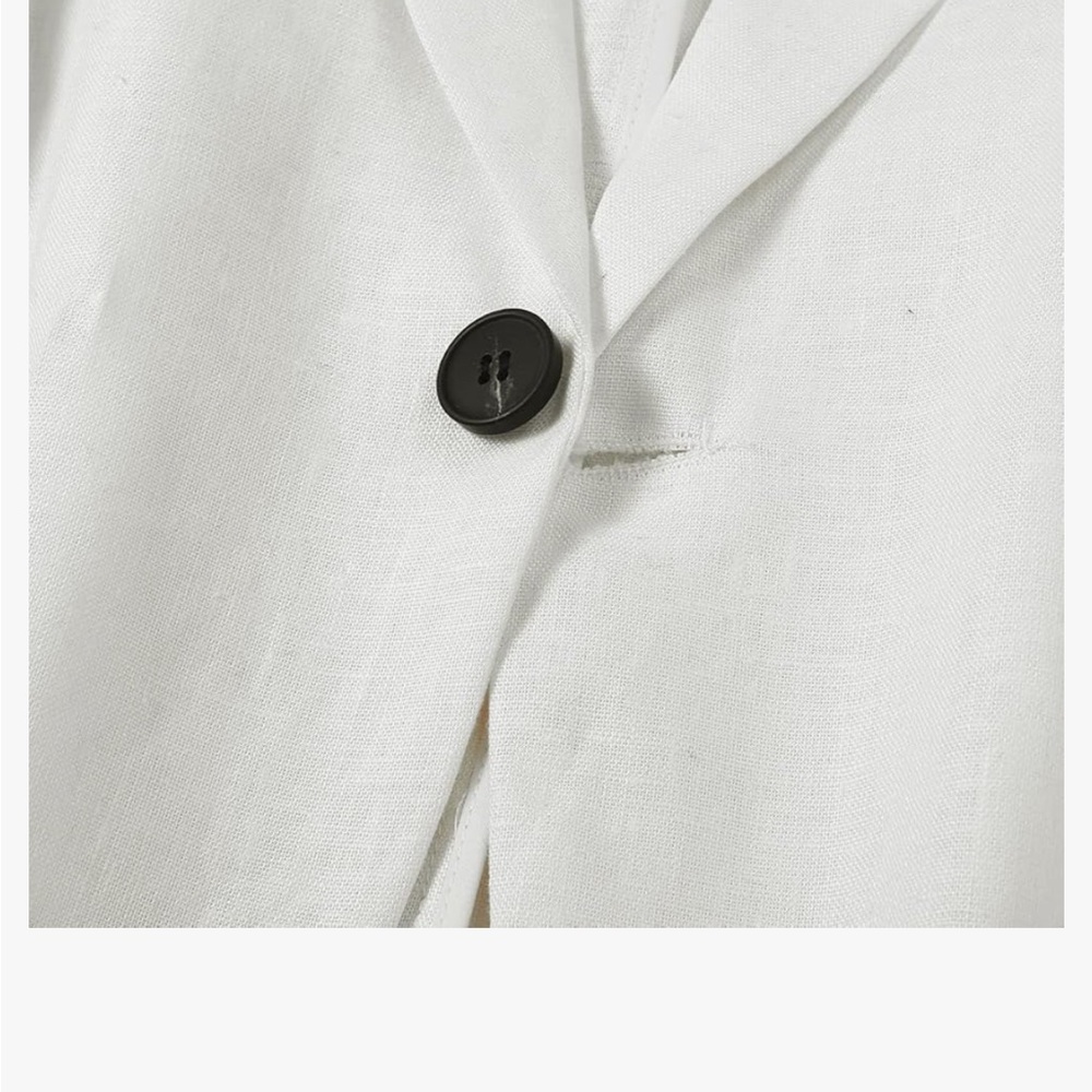 Classic White/Cream Linen-Style Blazer - Picture 3 of 7